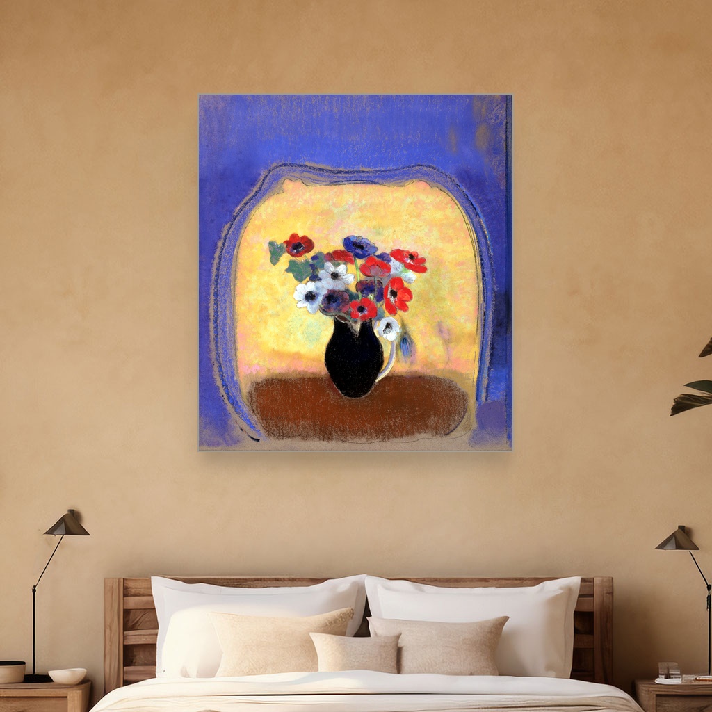 Anemone u crnoj vazi, Odilon Redon, Anemones in a Black Vase, slika na platnu 5 Anemone u crnoj vazi, Odilon Redon, Anemones in a Black Vase, slika na platnu - Slika 5