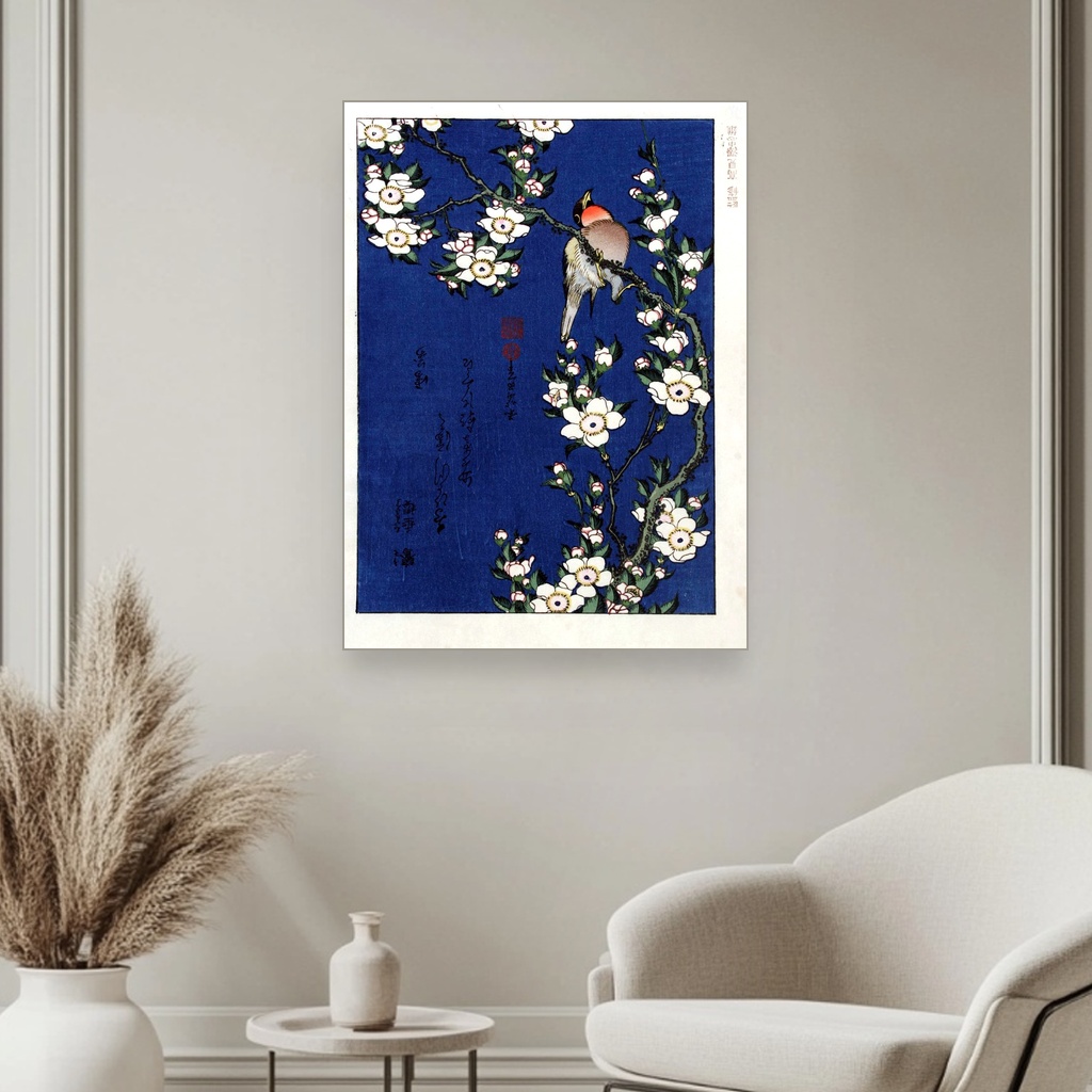 Ptica na grani trešnjinog cveta, John James Audubon, Robin on a branch of cherry blossom, slika na platnu 3 Ptica na grani trešnjinog cveta, John James Audubon, Robin on a branch of cherry blossom, slika na platnu - Slika 3