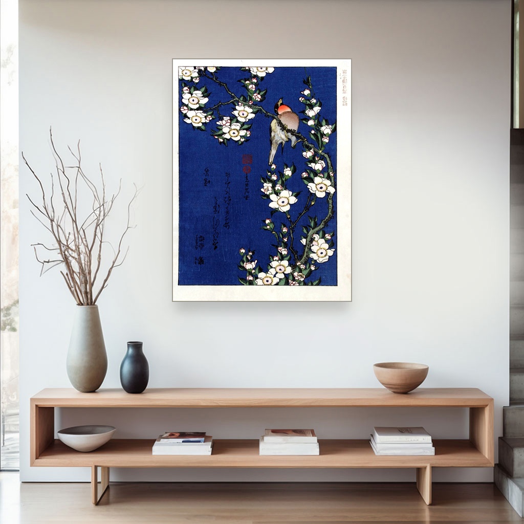 Ptica na grani trešnjinog cveta, John James Audubon, Robin on a branch of cherry blossom, slika na platnu 4 Ptica na grani trešnjinog cveta, John James Audubon, Robin on a branch of cherry blossom, slika na platnu - Slika 4