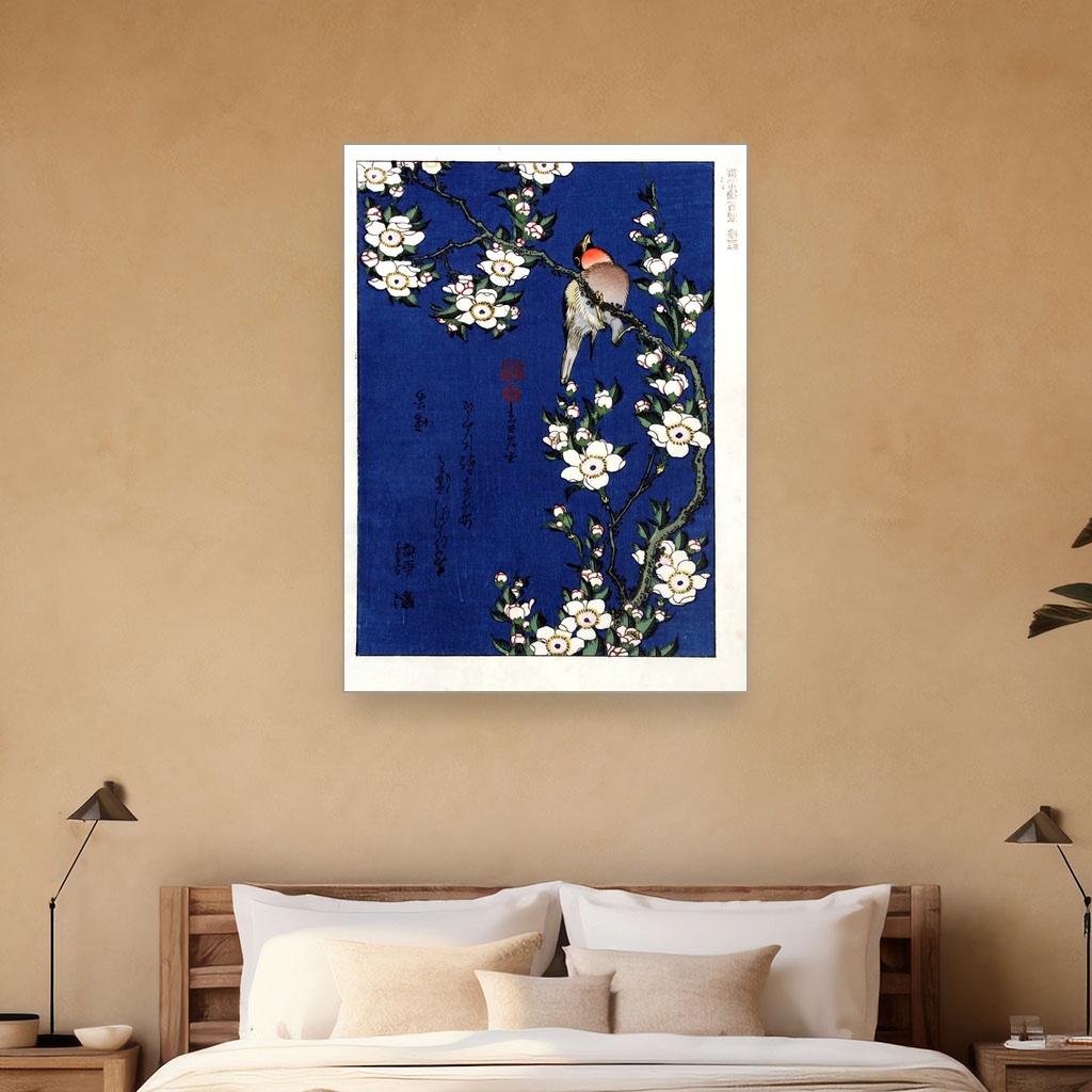 Ptica na grani trešnjinog cveta, John James Audubon, Robin on a branch of cherry blossom, slika na platnu 5 Ptica na grani trešnjinog cveta, John James Audubon, Robin on a branch of cherry blossom, slika na platnu - Slika 5