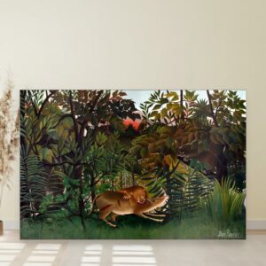 Gladan lav napada antilopu, Henri Rousseau, The Hungry Lion Attacking An Antelope, slika na platnu