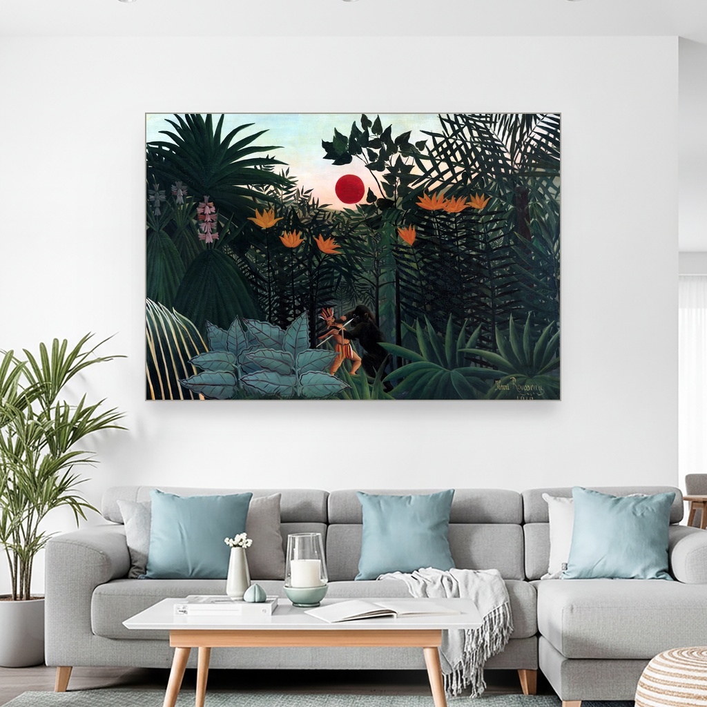 Tropski pejzaž borba Indijanca sa gorilom, Henri Rousseau, Tropical Landscape American Indian Struggling with a Gorilla, slika na platnu 2 Tropski pejzaž borba Indijanca sa gorilom, Henri Rousseau, Tropical Landscape American Indian Struggling with a Gorilla, slika na platnu - Slika 2