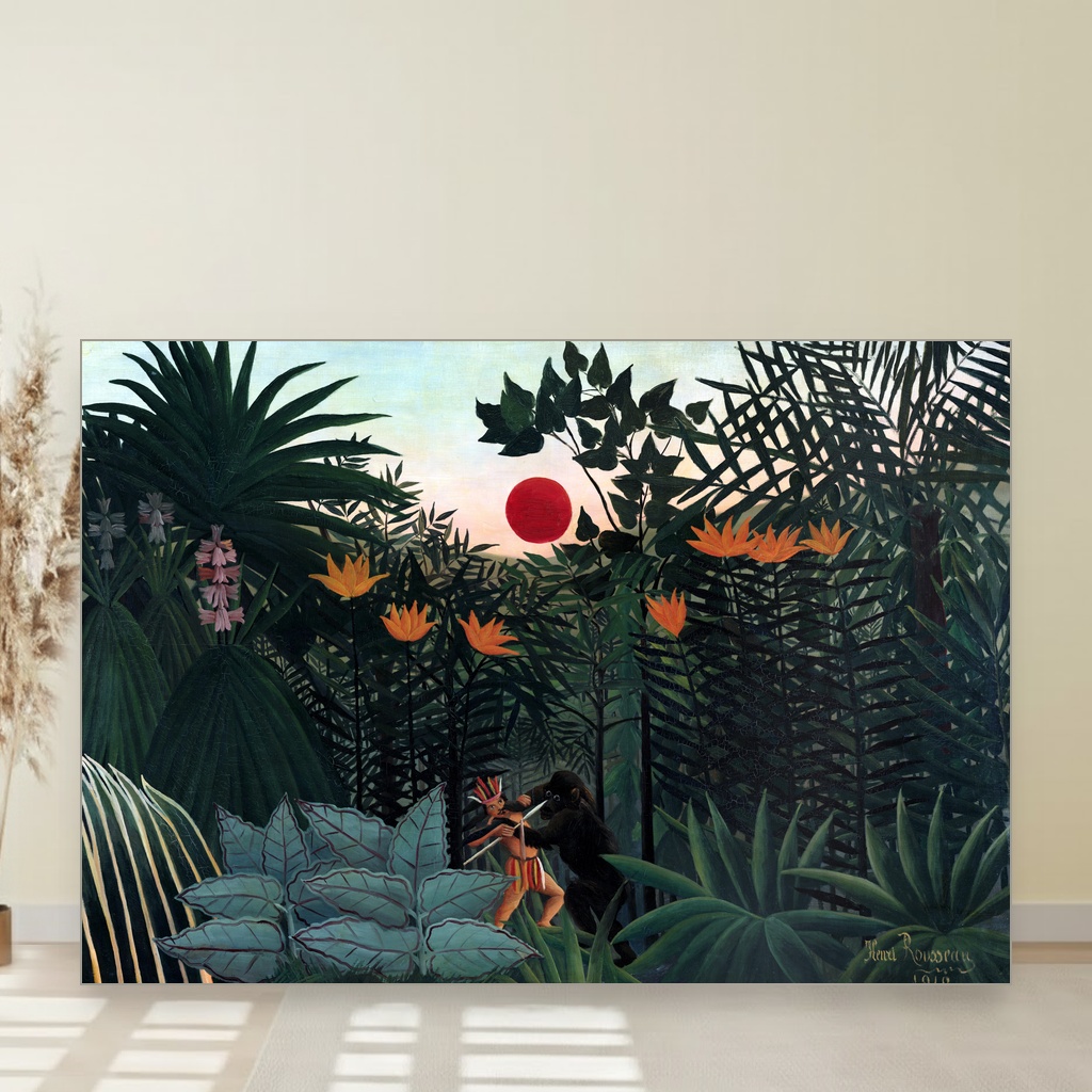 Tropski pejzaž borba Indijanca sa gorilom, Henri Rousseau, Tropical Landscape American Indian Struggling with a Gorilla, slika na platnu 1 Tropski pejzaž borba Indijanca sa gorilom, Henri Rousseau, Tropical Landscape American Indian Struggling with a Gorilla, slika na platnu