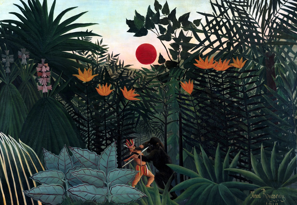Tropski pejzaž borba Indijanca sa gorilom, Henri Rousseau, Tropical Landscape American Indian Struggling with a Gorilla, slika na platnu 8 Tropski pejzaž borba Indijanca sa gorilom, Henri Rousseau, Tropical Landscape American Indian Struggling with a Gorilla, slika na platnu - Slika 8