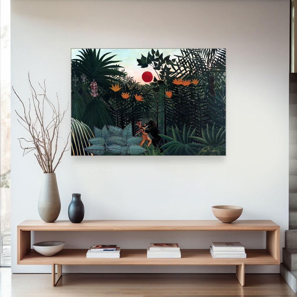 Tropski pejzaž borba Indijanca sa gorilom, Henri Rousseau, Tropical Landscape American Indian Struggling with a Gorilla, slika na platnu 4 Tropski pejzaž borba Indijanca sa gorilom, Henri Rousseau, Tropical Landscape American Indian Struggling with a Gorilla, slika na platnu - Slika 4