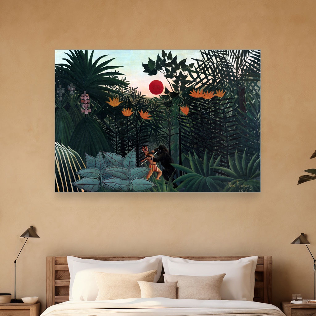 Tropski pejzaž borba Indijanca sa gorilom, Henri Rousseau, Tropical Landscape American Indian Struggling with a Gorilla, slika na platnu 5 Tropski pejzaž borba Indijanca sa gorilom, Henri Rousseau, Tropical Landscape American Indian Struggling with a Gorilla, slika na platnu - Slika 5