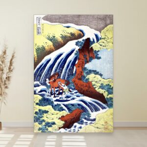 Vodopad za pranje konja u Jošinu, Katsushika Hokusai, The Yoshitsune horse-washing falls at Yoshino, Izumi Province, slika na platnu