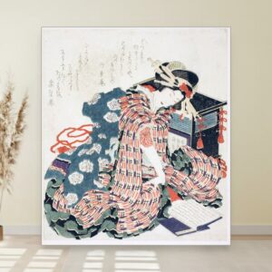 Mlada žena čita Jorikijo Seikicu, Murasaki Shikibu, Young woman reading The Pillow Book, slika na platnu